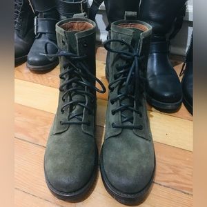 Frye green suede lace up boots 7.5